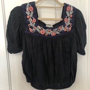 American Eagle cropped blouse - dark navy, sz SM
